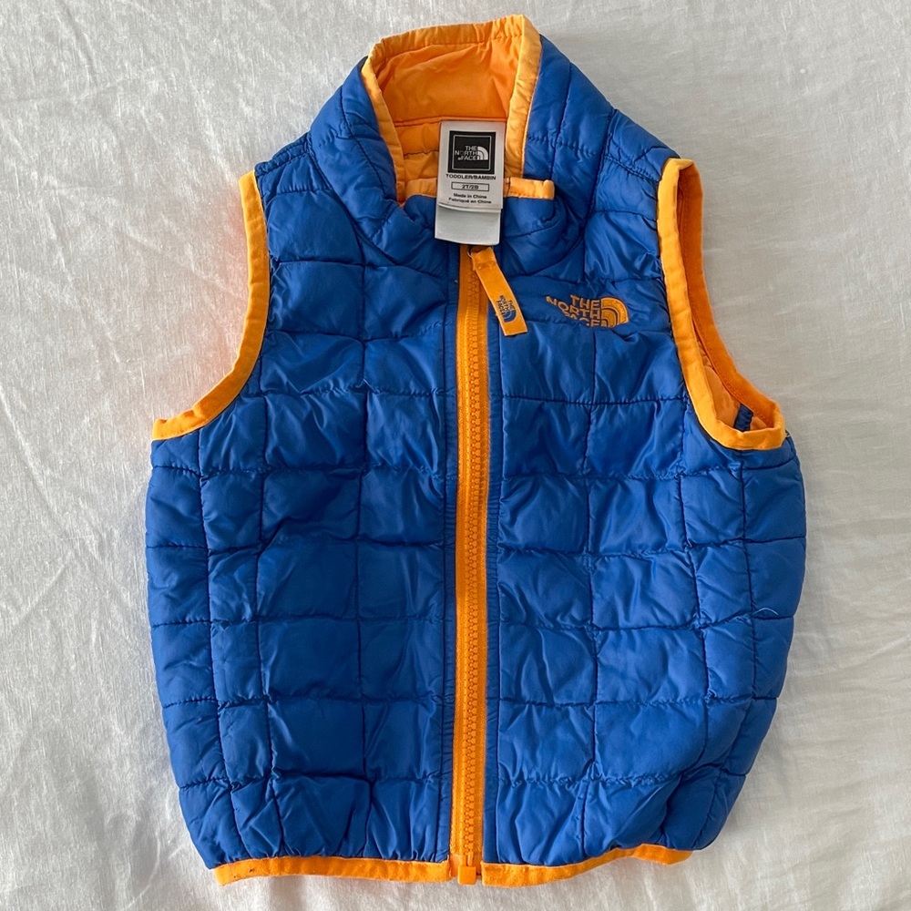The North Face Kids Quilted Blue and Orange Vest